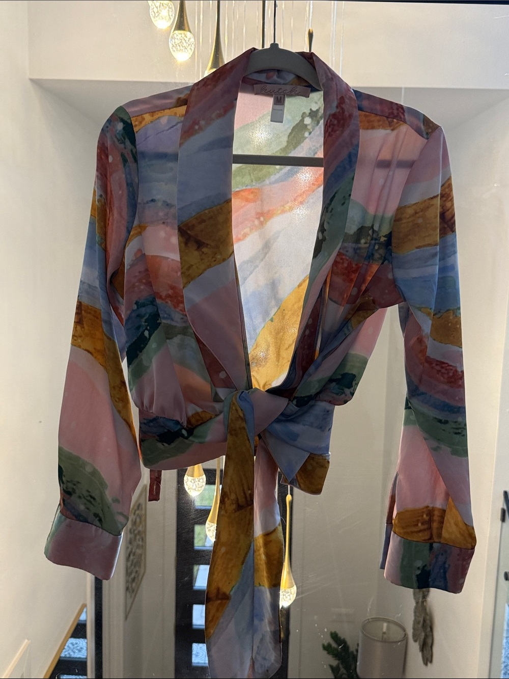 Hutch Tie-Front Abstract Stripe Wrapped Blouse